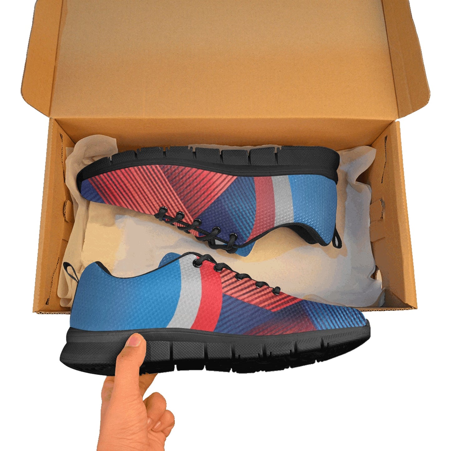 Red Ribbon Men's Breathable Sneakers (Model 055)