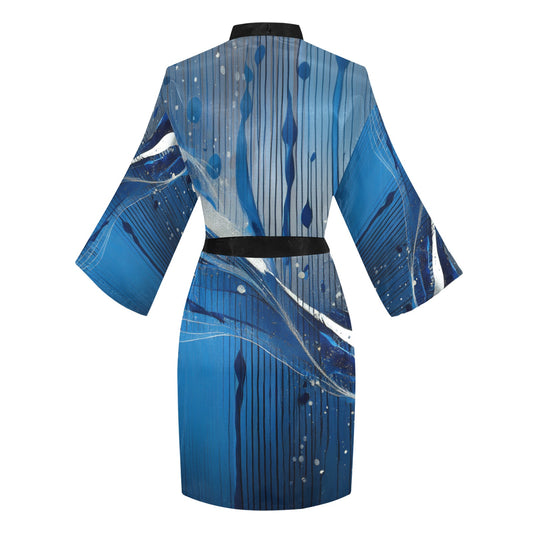 Blue Liquid Women's Long Sleeve Kimono Robe