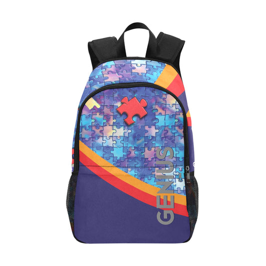 Geniuses Blue Fabric Backpack with Side Mesh Pockets (1659)