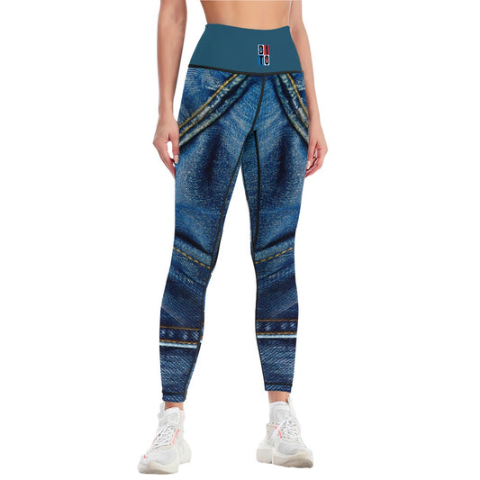 Denim Print Women's Comfort Sports Yoga Pants