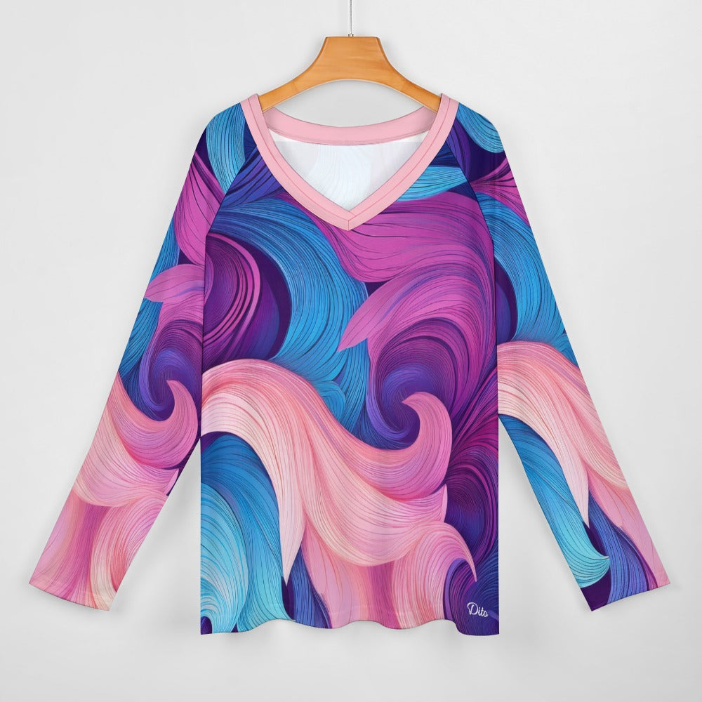 *Floral Women's Long sleeve loose tee
