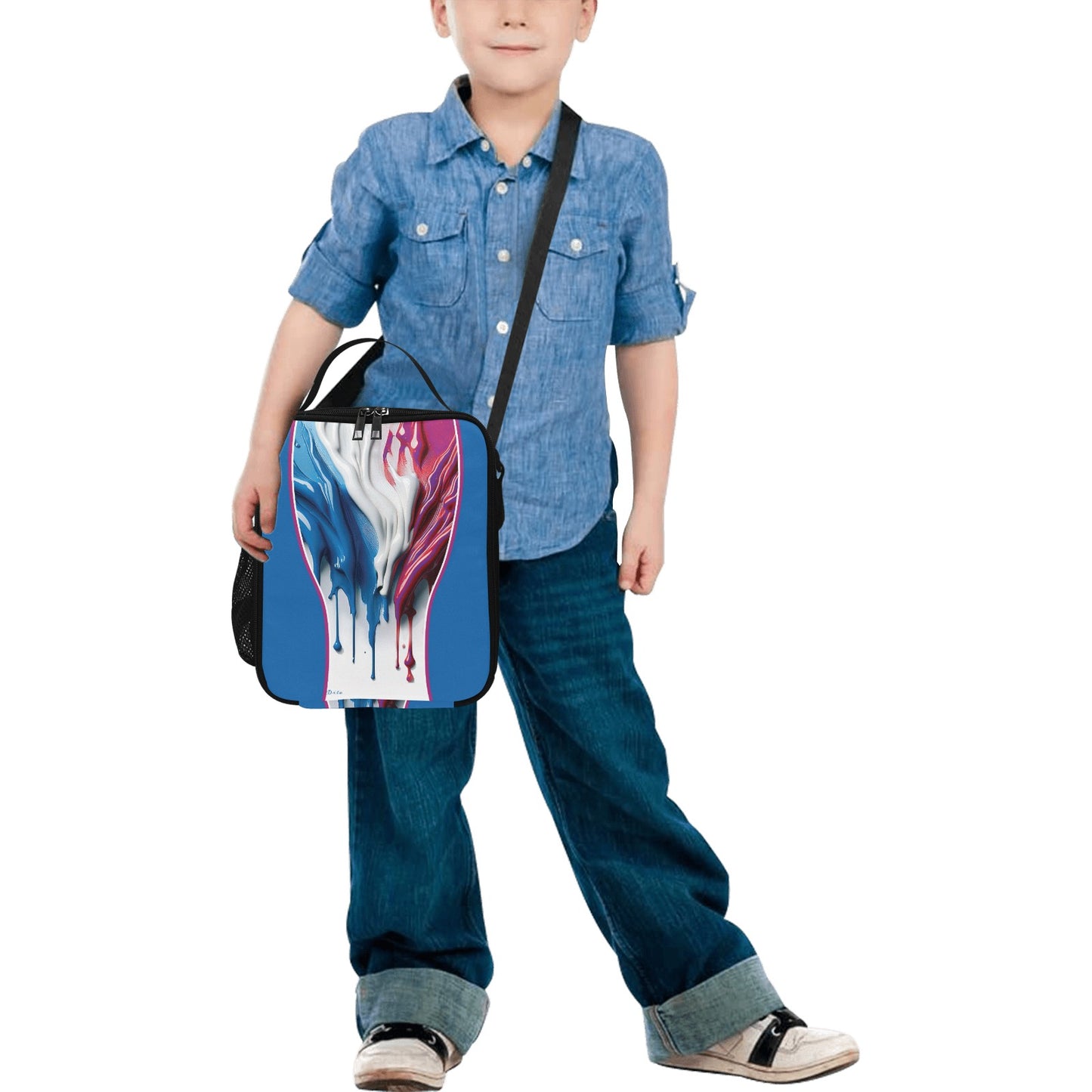 Drip All Over Print Crossbody Lunch Bag for Kids (1722)