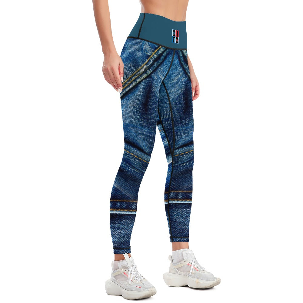 Denim Print Women's Comfort Sports Yoga Pants