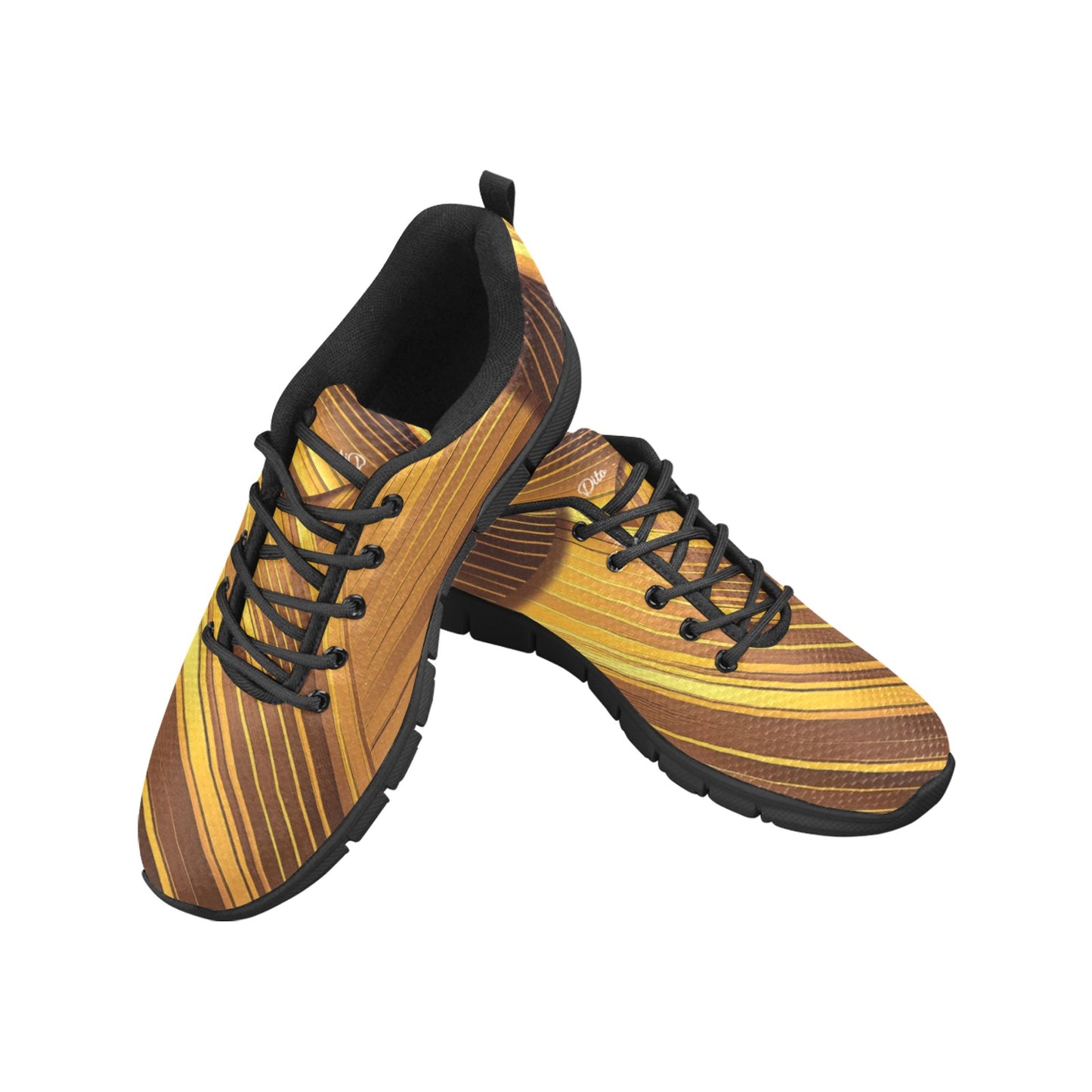 Golden Women's Breathable Sneakers (Model 055) (Two Shoes With Different Printing)
