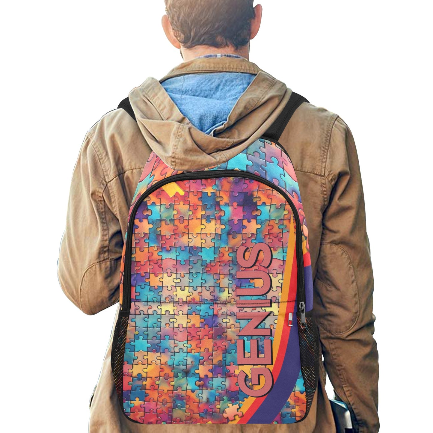 Geniuses Fabric Backpack with Side Mesh Pockets (1659)