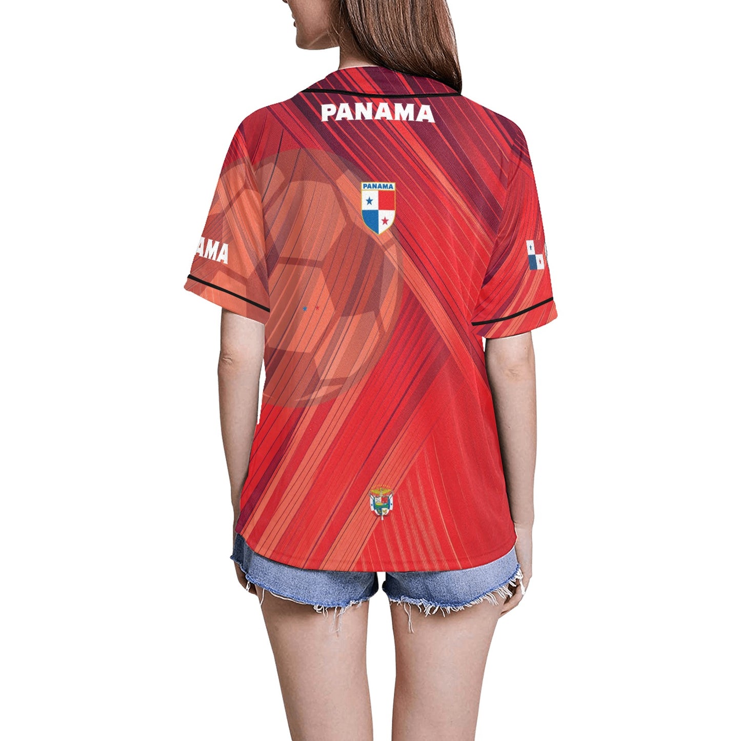 Panama Red Stripes Women's All Over Print Baseball Jersey(ModelT50)