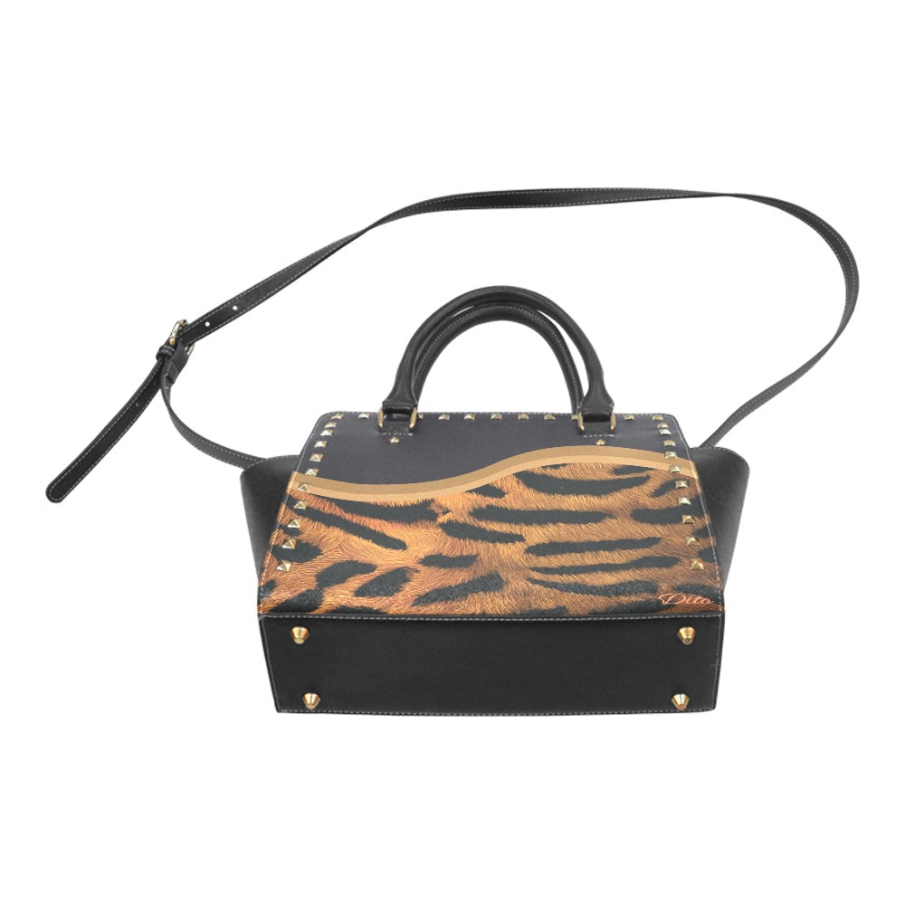 *Tiger Rivet Shoulder Handbag