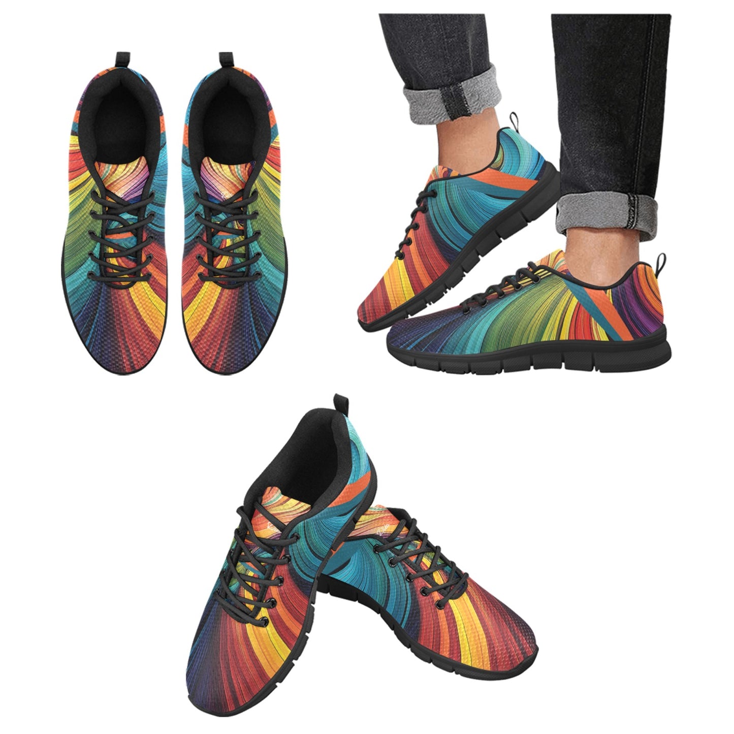 Rainbow Men's Breathable Sneakers (Model 055)