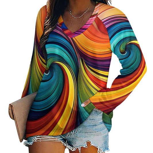 *Colorful Women's Long sleeve loose tee
