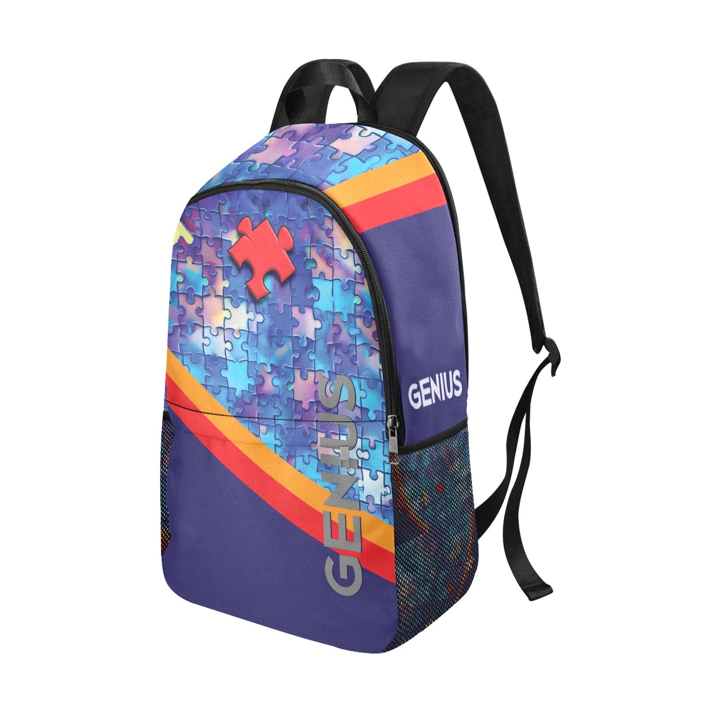 Geniuses Blue Fabric Backpack with Side Mesh Pockets (1659)