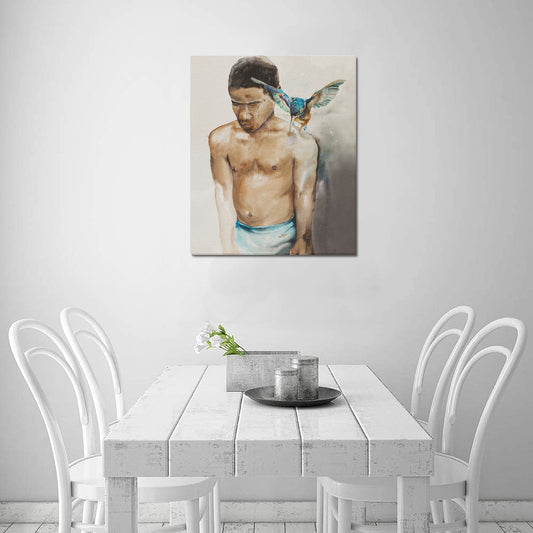 -Blue Birds Cry Frame Canvas Print 20"x24" Made in the USA