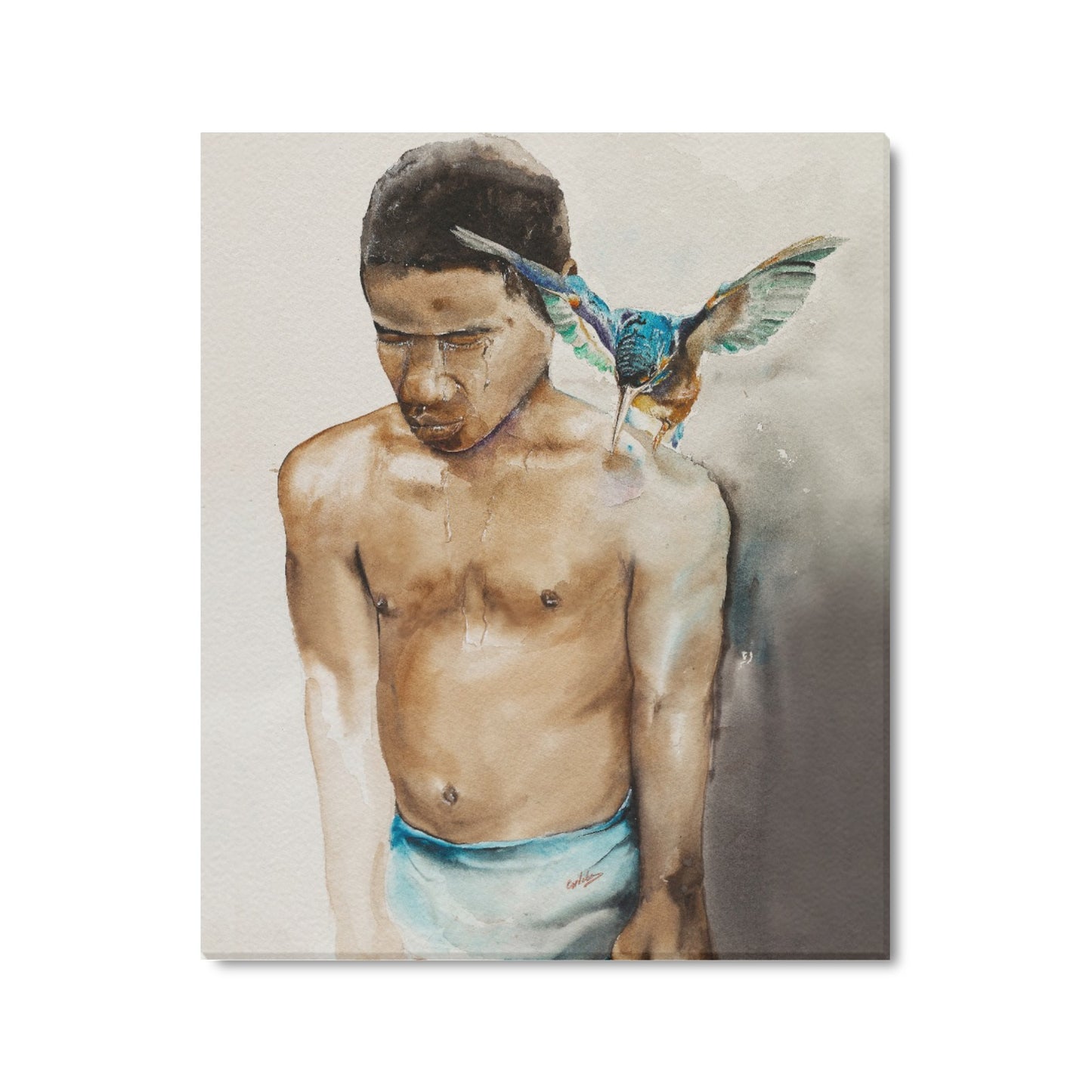 -Blue Birds Cry Canvas Print 20"x24" Made in the USA