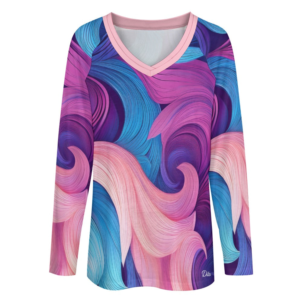 *Floral Women's Long sleeve loose tee