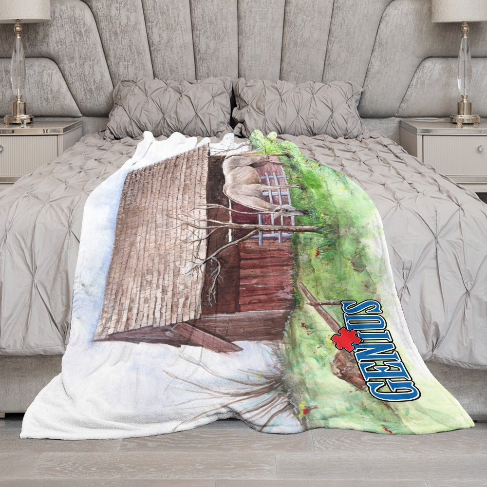 Genius Barn House Ultra-Soft Flannel Blanket 60"x80"
