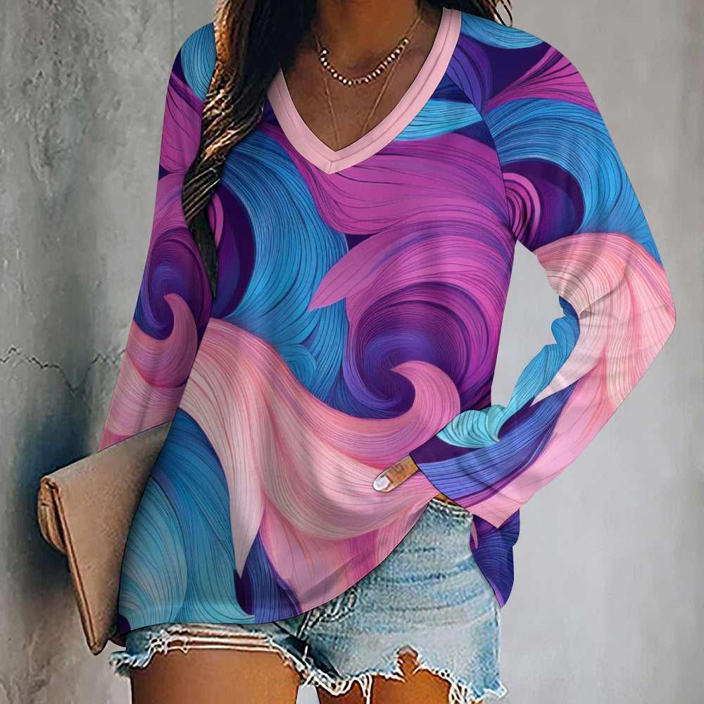 *Floral Women's Long sleeve loose tee