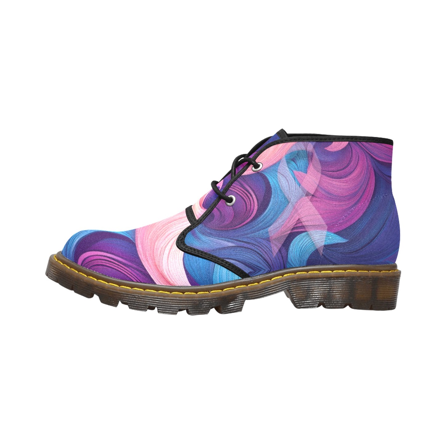 Awareness Blue Pink Women's Canvas Chukka Boots (Model 2402-1)