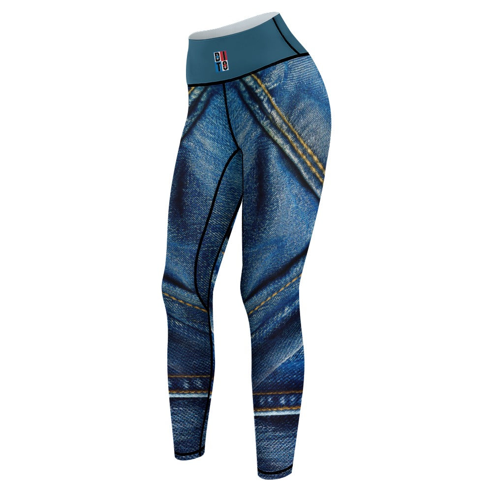 Denim Print Women's Comfort Sports Yoga Pants