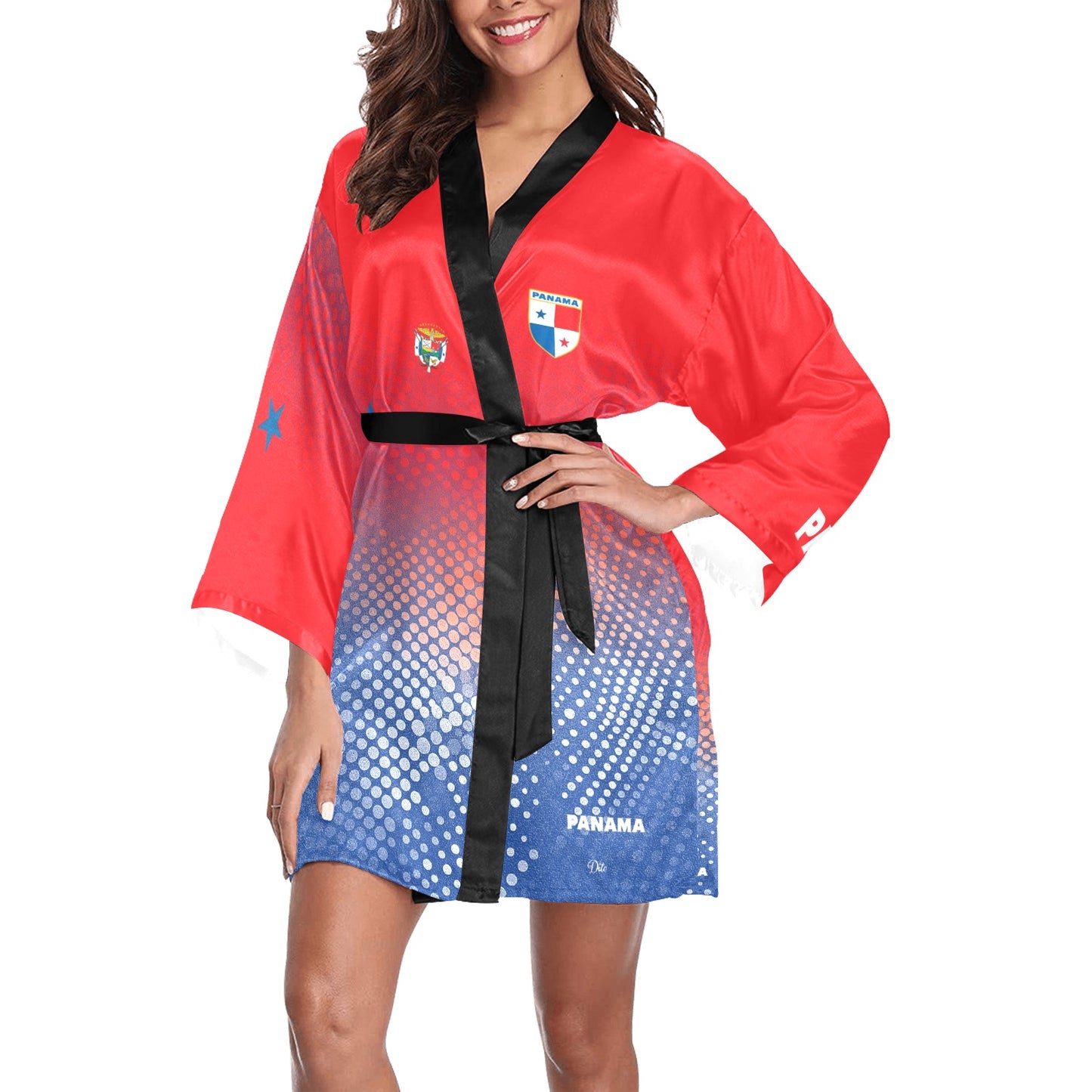 Panama Dots Women's Long Sleeve Kimono Robe