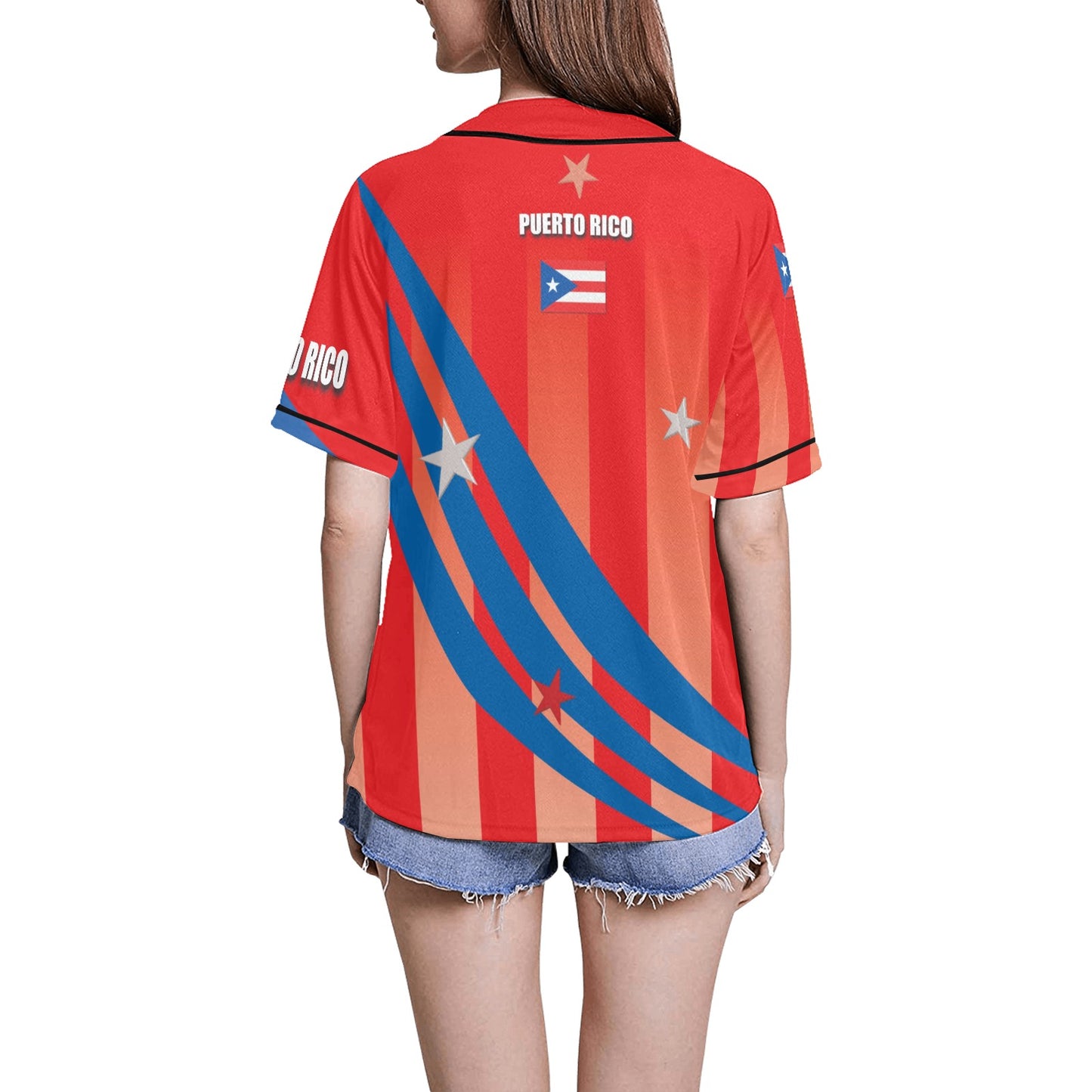 Puerto Rico Women's All Over Print Baseball Jersey(ModelT50)