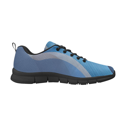 Blue Stripes Women's Breathable Sneakers (Model 055)