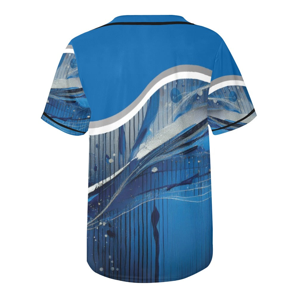 Blue Liquid Men's All Over Print Baseball Jersey (T50)