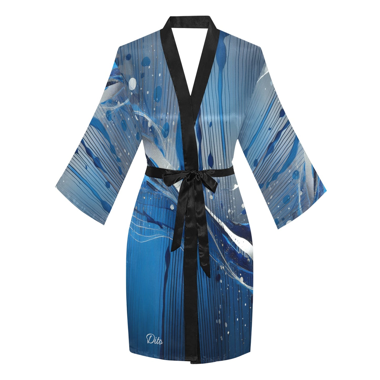 Blue Liquid Women's Long Sleeve Kimono Robe