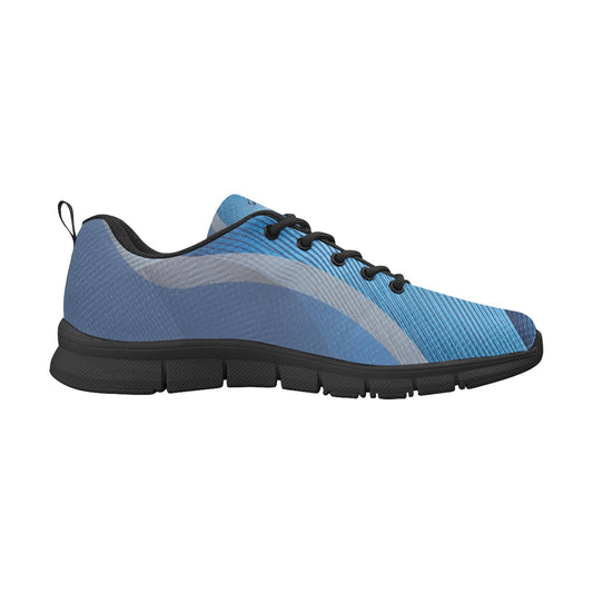 Blue Stripes Men's Breathable Sneakers (Model 055)