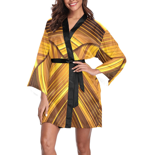 Golden Women's Long Sleeve Kimono Robe