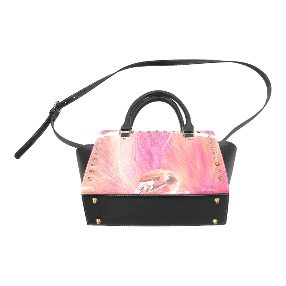 *Flamingo Rivet Shoulder Handbag