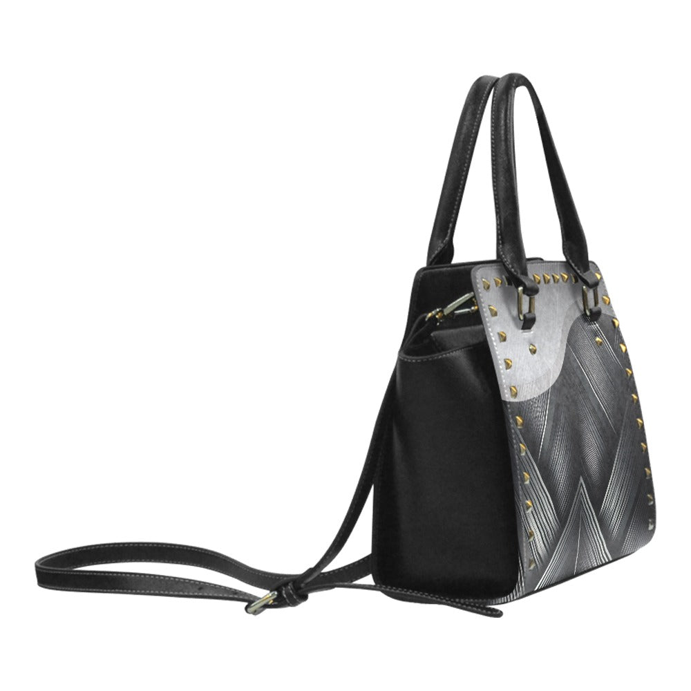 * Black Diamond Rivet Shoulder Handbag