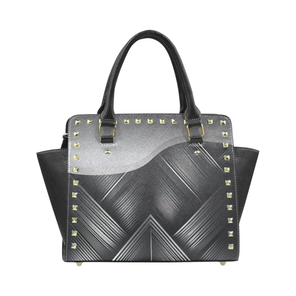 * Black Diamond Rivet Shoulder Handbag