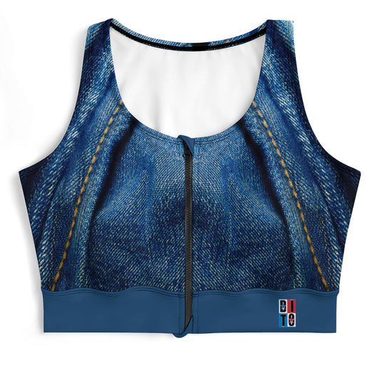 Denim Print Yoga Zipper Vest New Tie-Dye