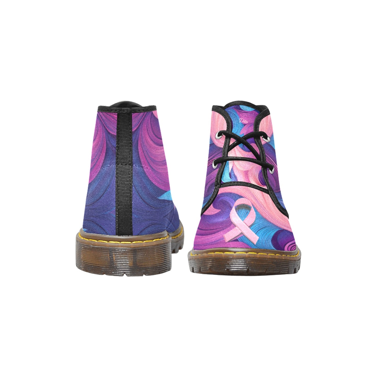 Awareness Blue Pink Men's Canvas Chukka Boots (Model 2402-1)