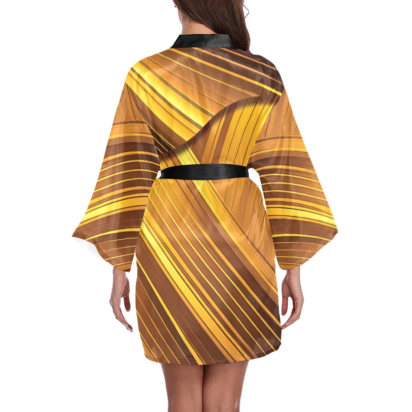 Golden Women's Long Sleeve Kimono Robe