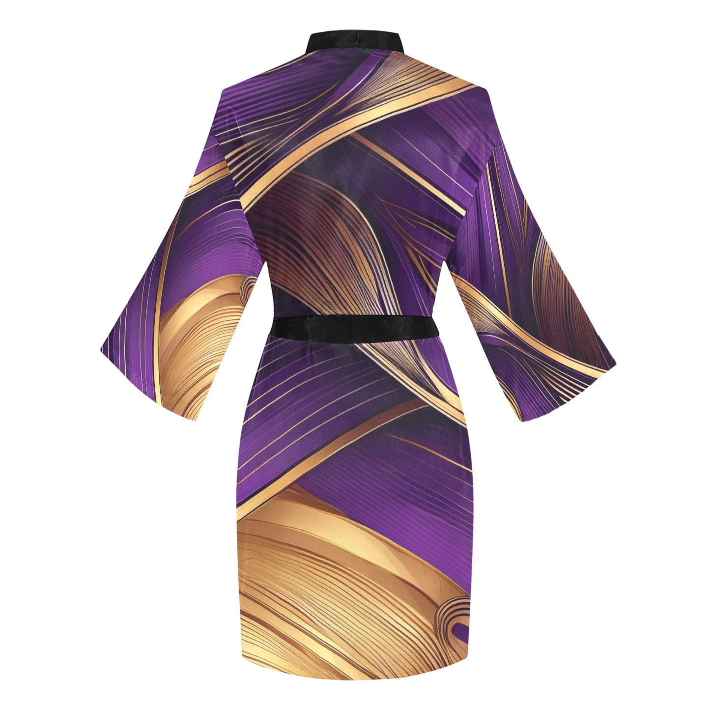 Purple Wave Women's Long Sleeve Kimono Robe