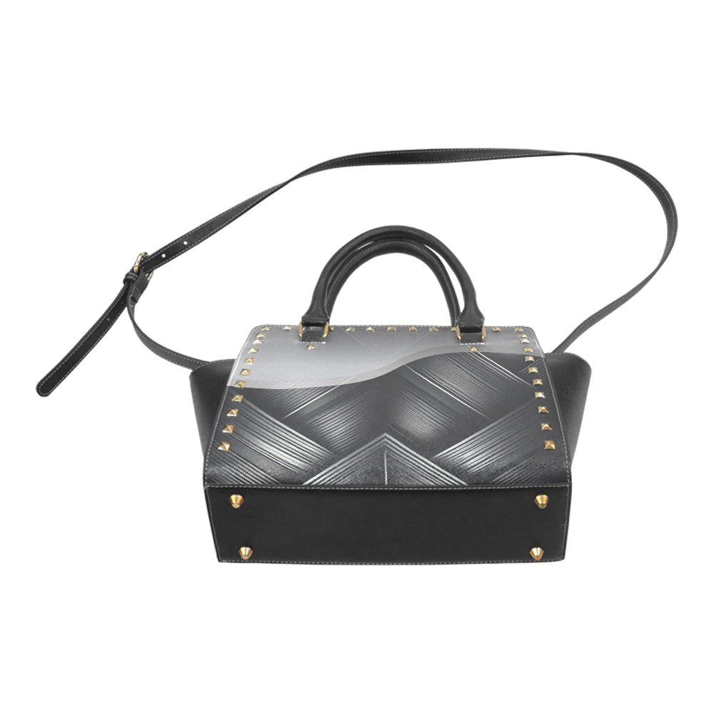 * Black Diamond Rivet Shoulder Handbag