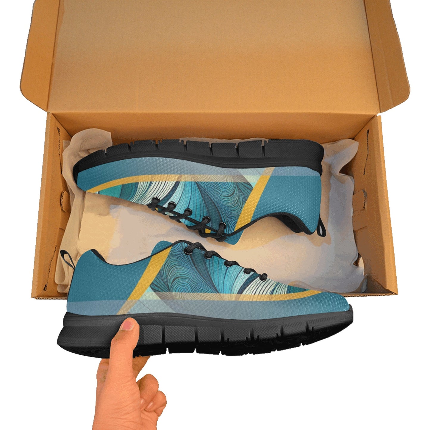 Green Wave Women's Breathable Sneakers (Model 055)