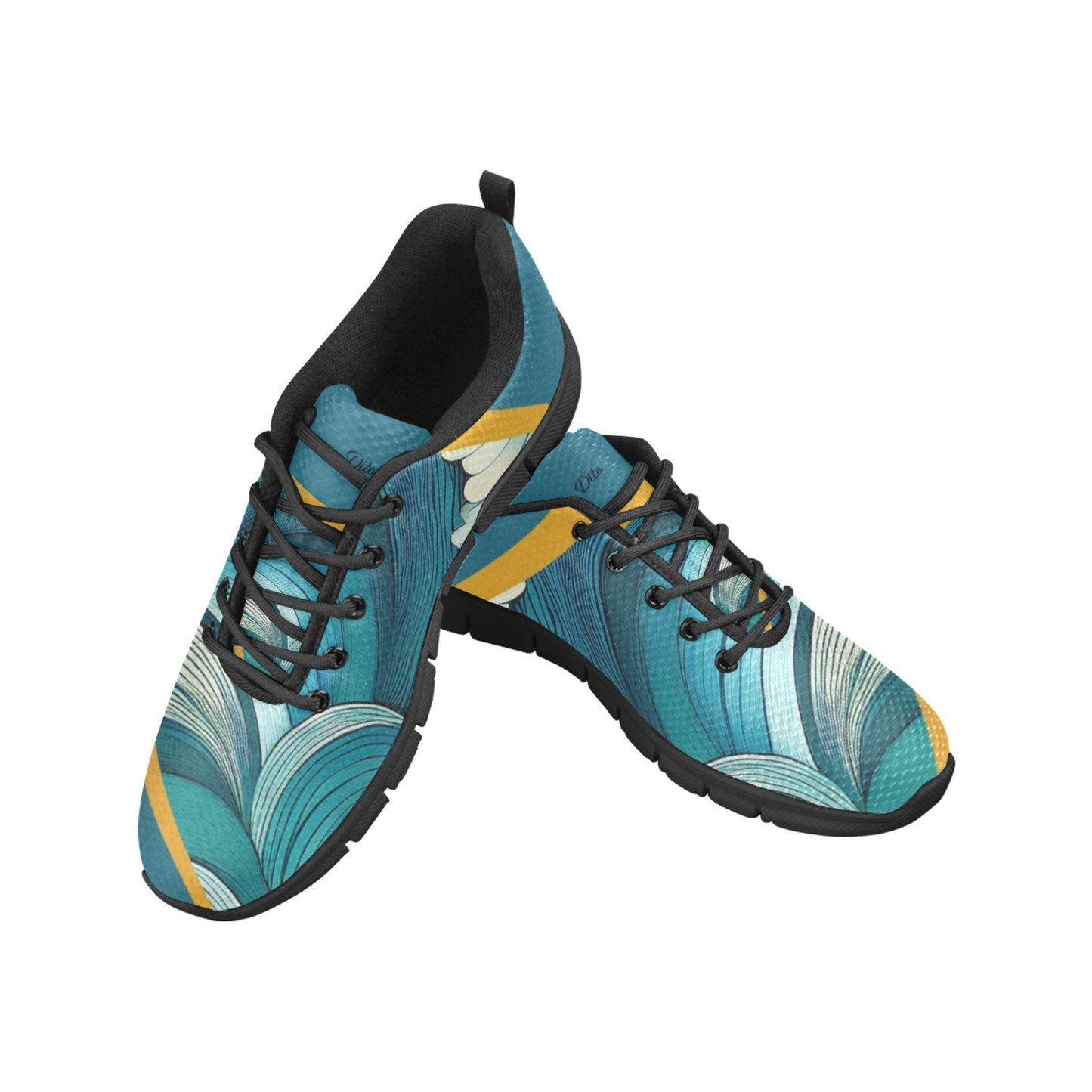 Green Wave Men's Breathable Sneakers (Model 055)