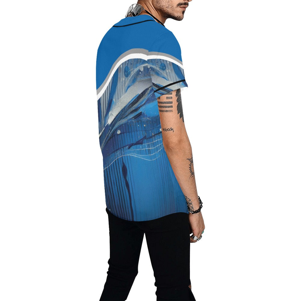 Blue Liquid Men's All Over Print Baseball Jersey (T50)