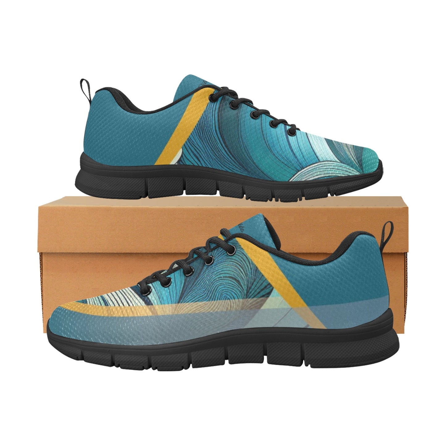 Green Wave Men's Breathable Sneakers (Model 055)