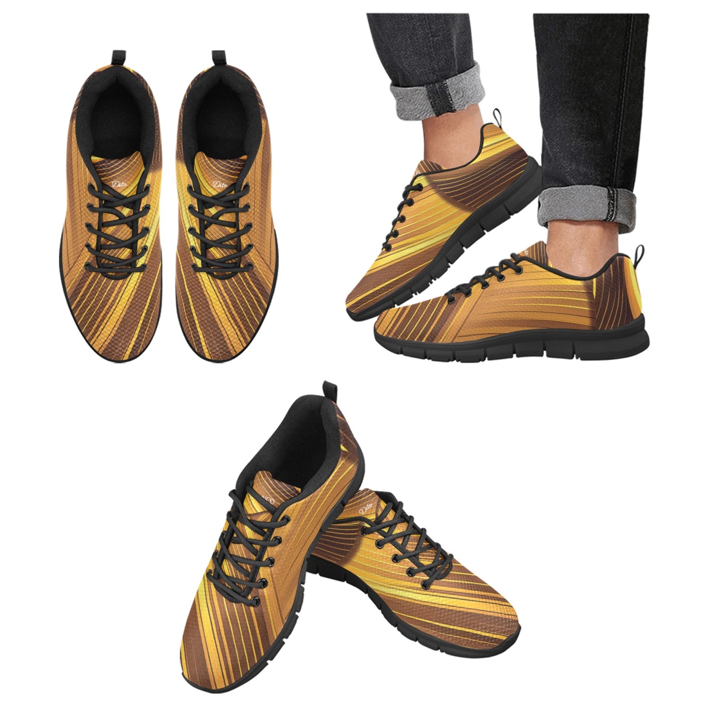 Golden Women's Breathable Sneakers (Model 055) (Two Shoes With Different Printing)
