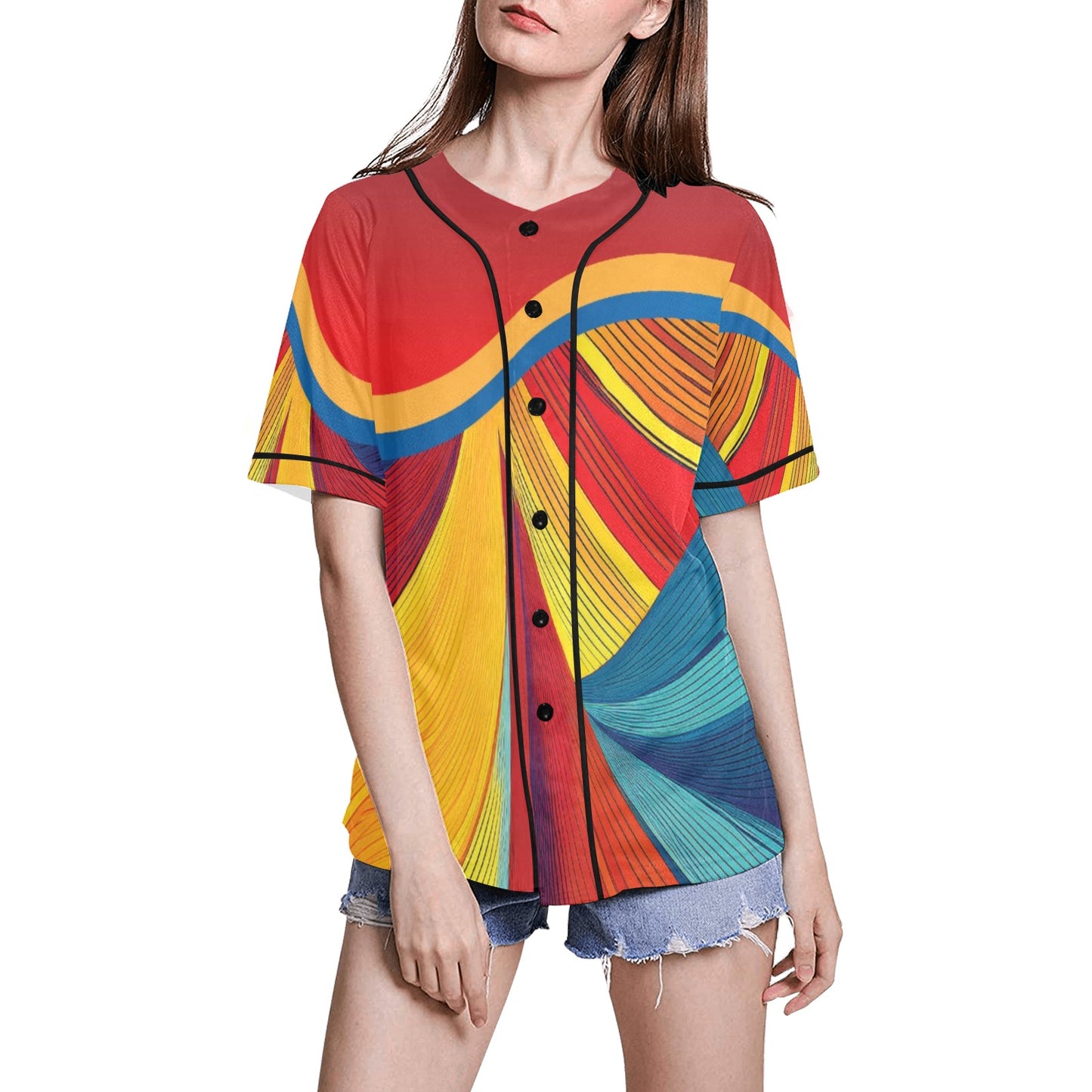 Colorful Women's All Over Print Baseball Jersey(ModelT50)