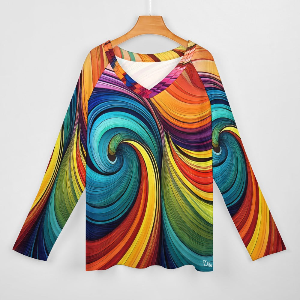 *Colorful Women's Long sleeve loose tee