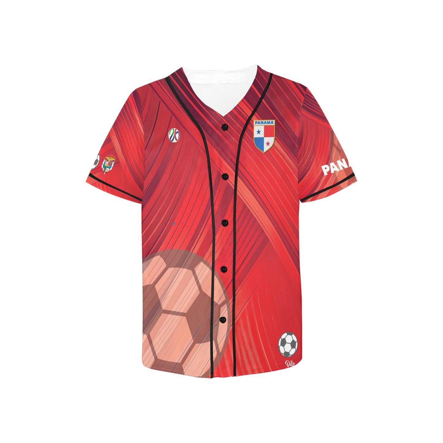 Panama Red Stripes Kid's All Over Print Baseball Jersey(ModelT50)