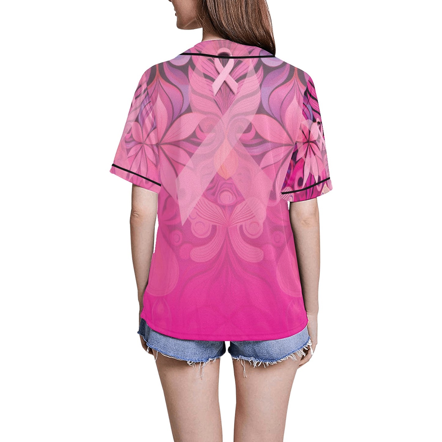 Awareness Women's All Over Print Baseball Jersey(ModelT50)