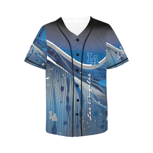 LA Blue Liquid Women's All Over Print Baseball Jersey(ModelT50)