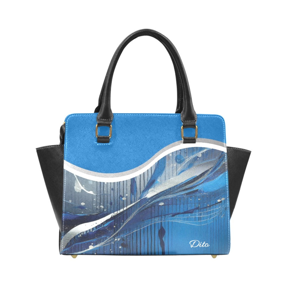*Blue Liqid Rivet Shoulder Handbag
