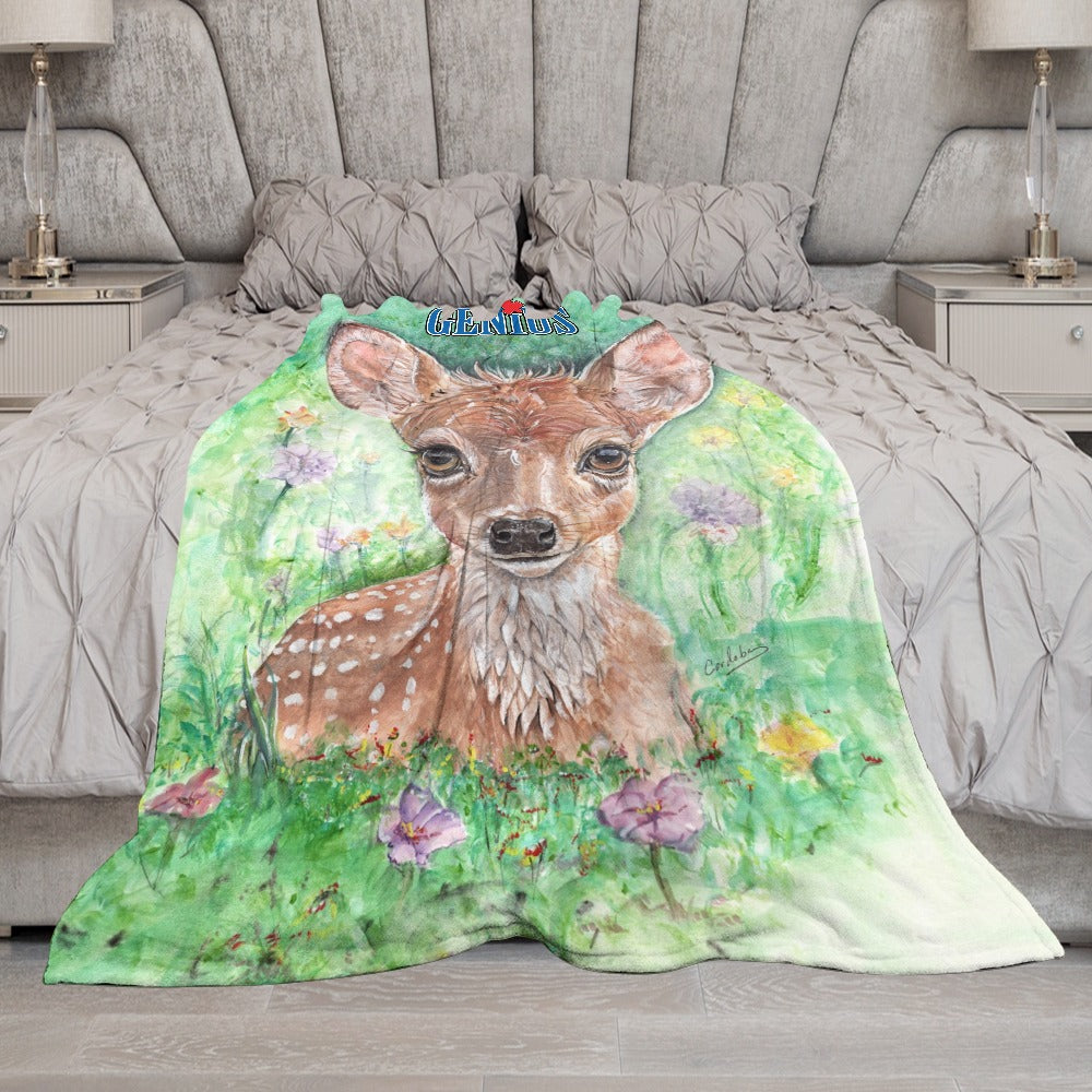 Genius Deer Mom Ultra-Soft Flannel Blanket 60"x80"