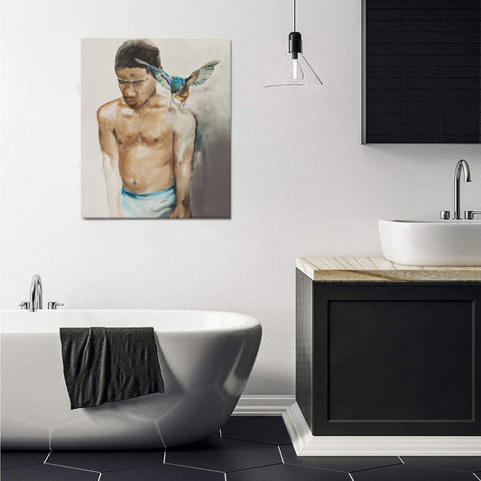 -Blue Birds Cry Frame Canvas Print 20"x24" Made in the USA