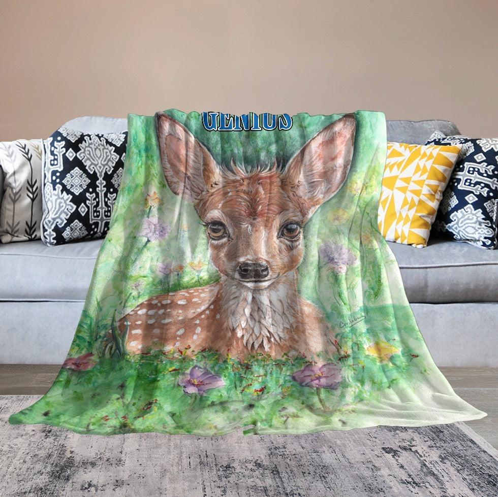 Genius Deer Mom Ultra-Soft Flannel Blanket 60"x80"